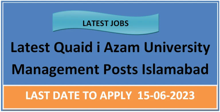 Latest Quaid i Azam University Management Posts Islamabad 2024