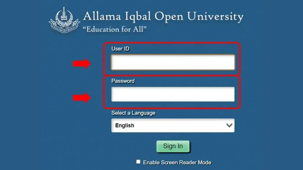 AIOU CMS Log In